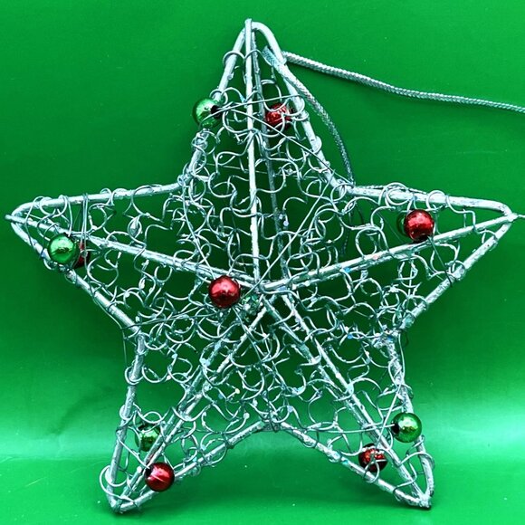 VTG Satin Ball Mesh Heart Star Angel Ornament Set/4 Gold Silver Tassel Beaded - Picture 2 of 10